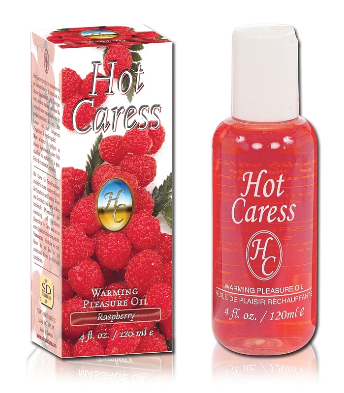 Hot Caress Flavoured Warming Massage Oil - Raspberry