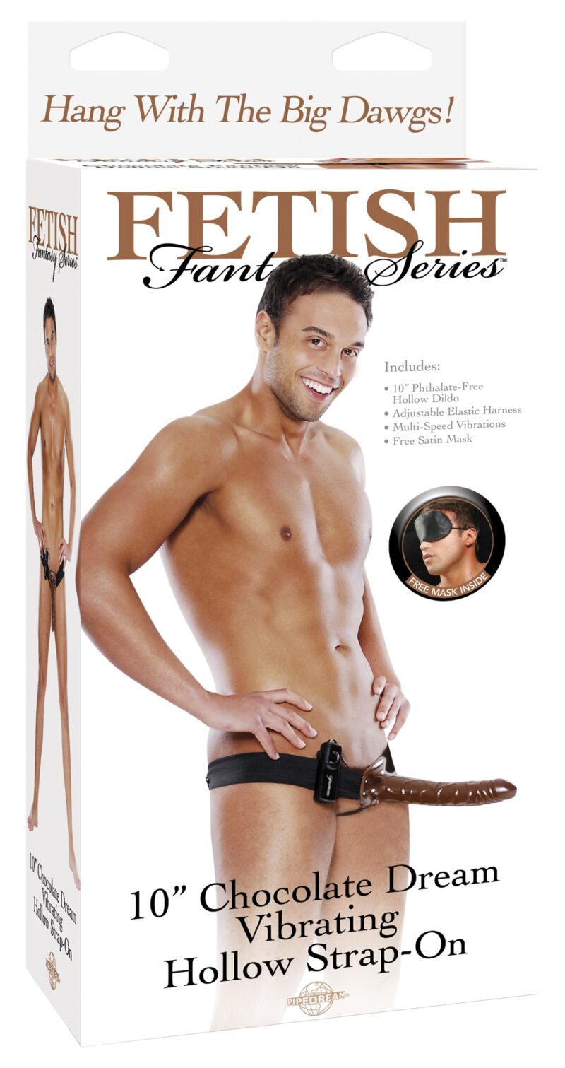 Fetish Fantasy 10 inch Chocolate Dream Vibrating Hollow Strap On