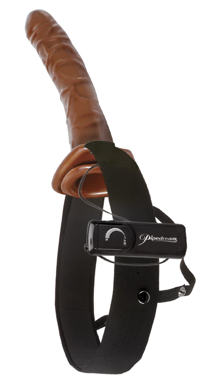 Fetish Fantasy 10 inch Chocolate Dream Vibrating Hollow Strap On