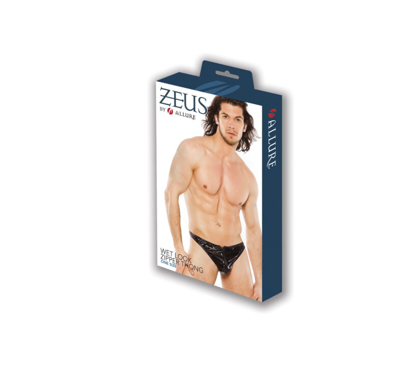 Wet Look Zipper Thong