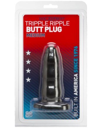 Triple Ripple Butt Plug, Black Medium