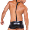 Wet Look Suspender Shorts