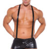 Wet Look Suspender Shorts