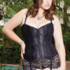 Plus Size Black Lace Paneled Corset