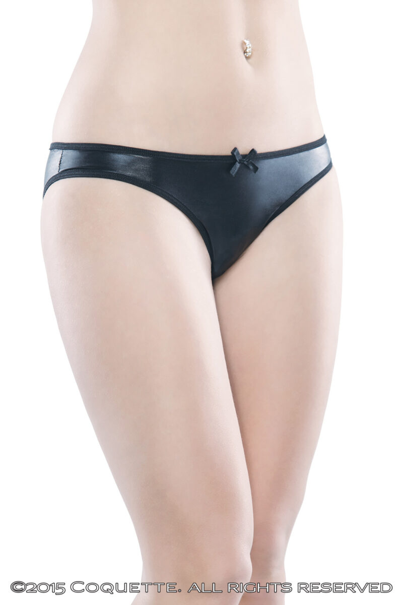 Wet Look Scrunched Back Crotchless Panty