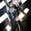 Wet Look Lace-Up Cut-Outs Catsuit