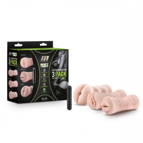 Blush - M for Men- 3-Pac Self-Lubricating Vibrating Stroker Sleeve Kit