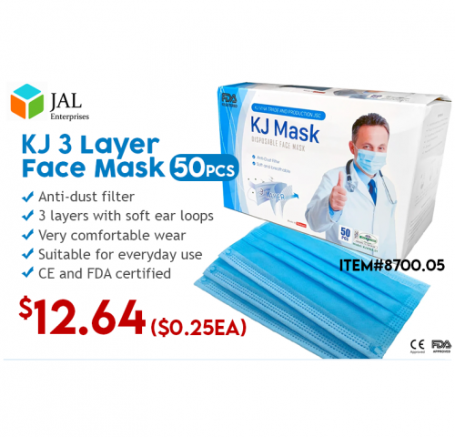KJ Mask 3 Layer - 1 box (50pcs)