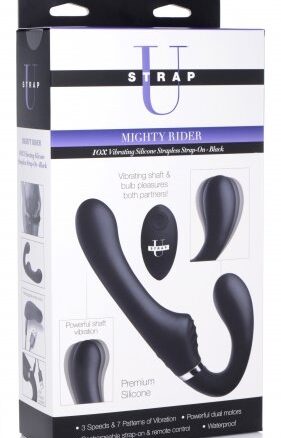 Mighty Rider 10X Vibrating Silicone Strapless Strap-On