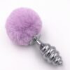 Ripple Metal Bunny Tail Butt Plug