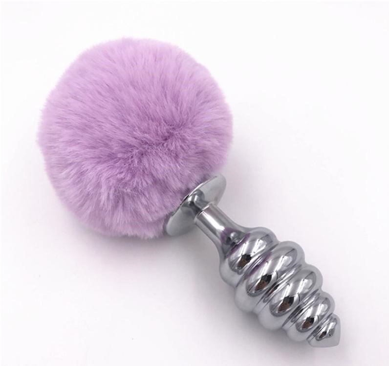 Ripple Metal Bunny Tail Butt Plug