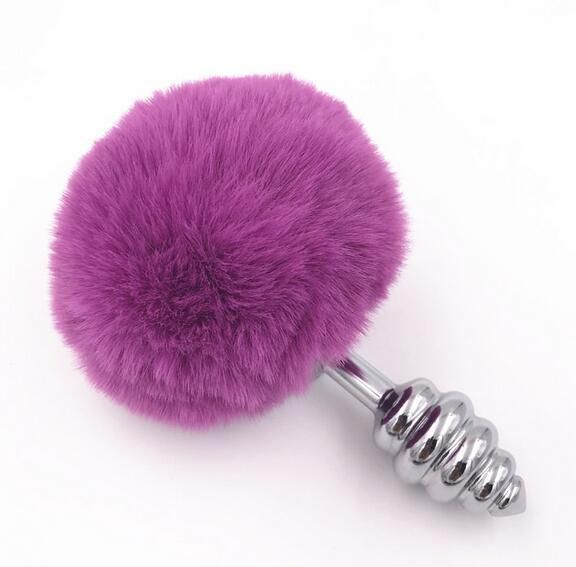 Ripple Metal Bunny Tail Butt Plug