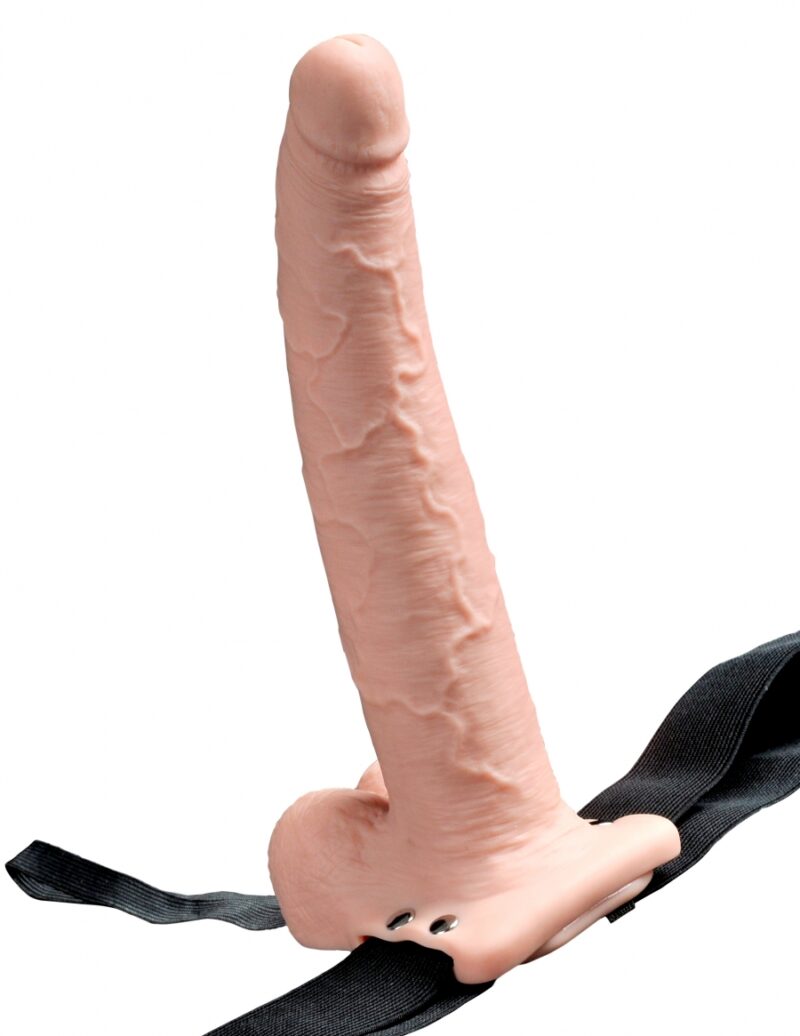 Fetish Fantasy 9" Hollow Rechargeable Strap-On with Balls, Flesh