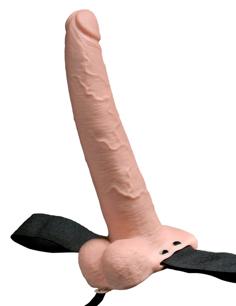 Fetish Fantasy 9" Hollow Rechargeable Strap-On with Balls, Flesh