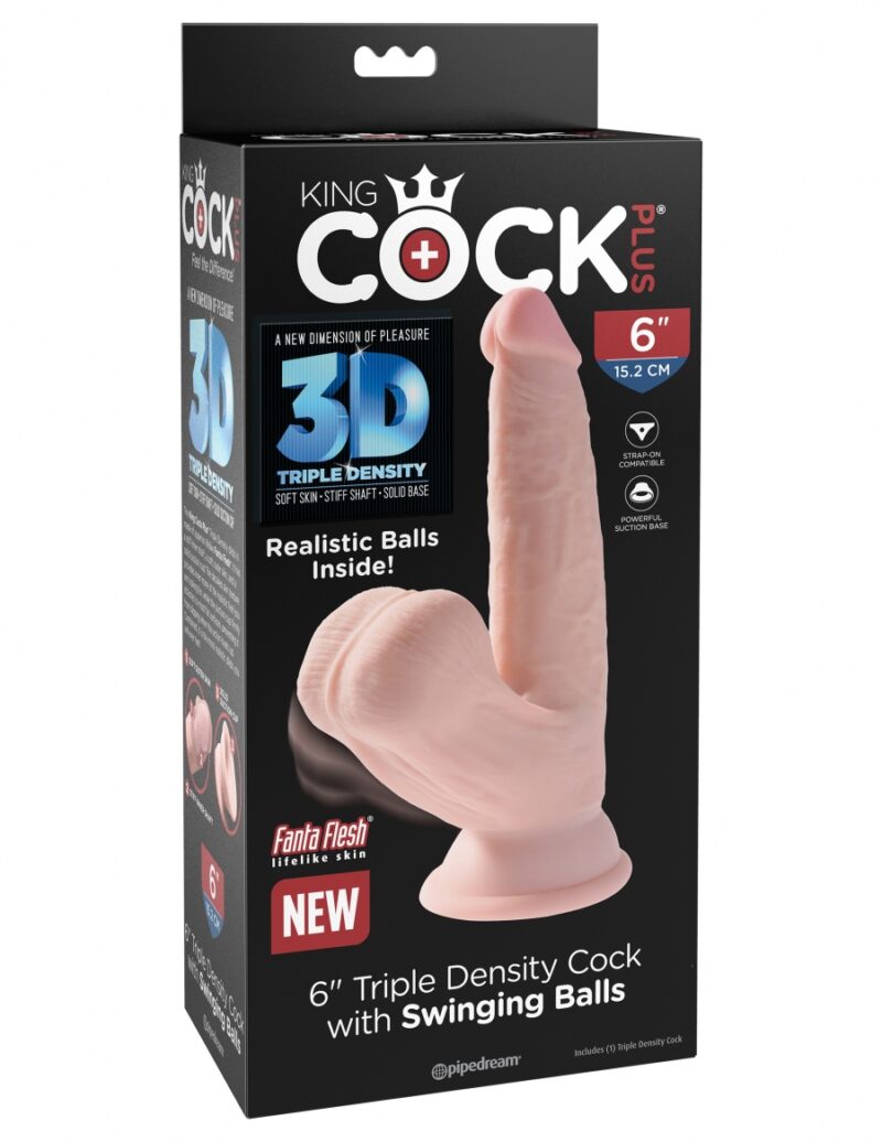 King Cock Plus 6" Triple Density Cock With Swinging Balls