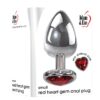 Small Red Heart Gem Anal Plug Chrome/Red