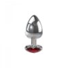 Large Red Heart Gem Anal Plug Chrome/Red