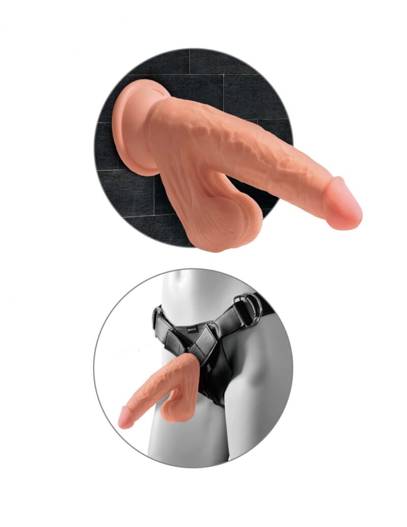 King Cock Plus 7" Triple Density Cock With Swinging Balls - Tan