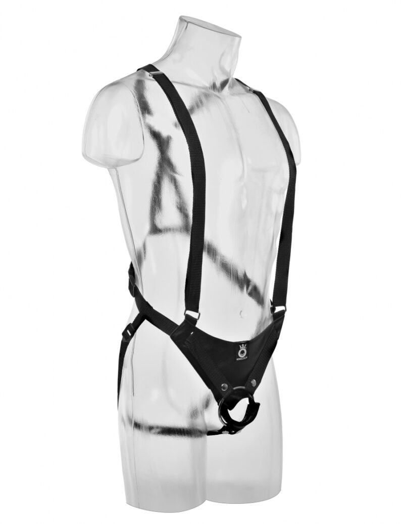 King Cock 10" Hollow Strap On Suspender System - Flesh