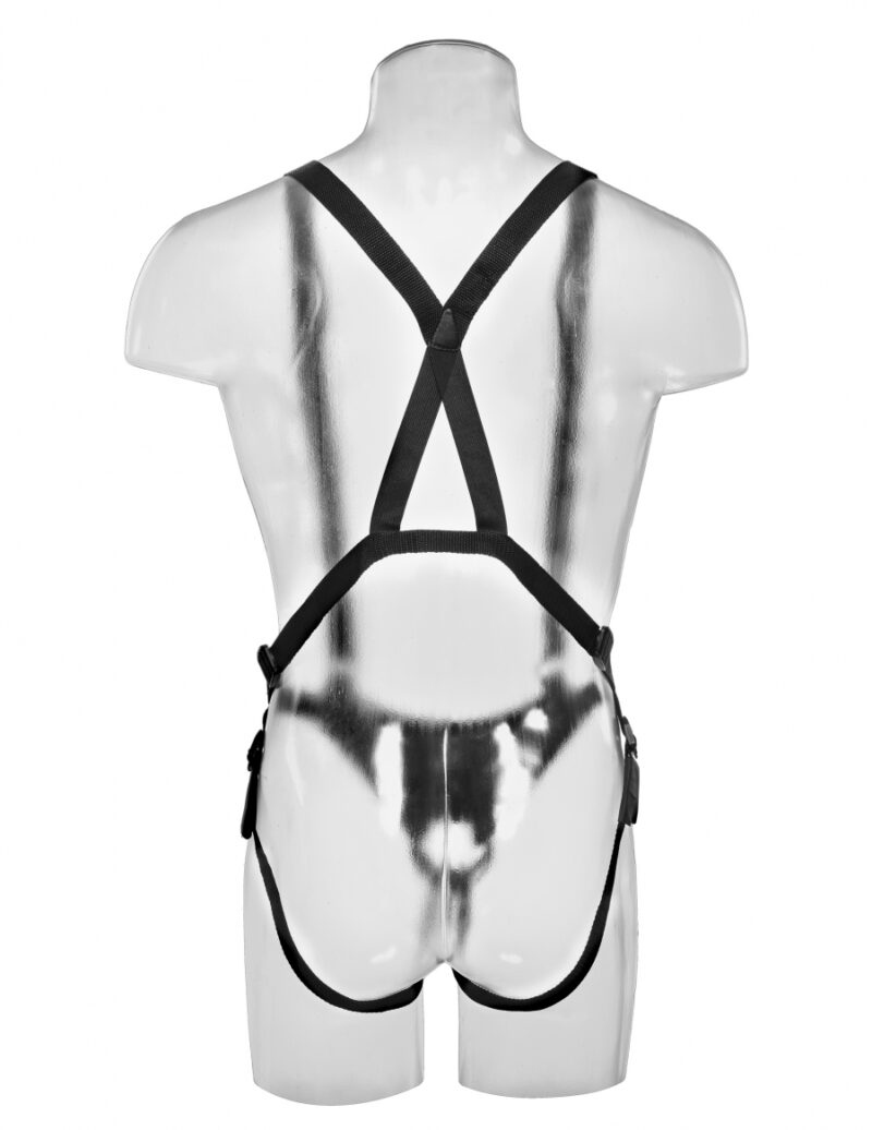 King Cock 10" Hollow Strap On Suspender System - Flesh