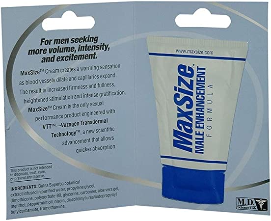 Max Size Male Enhancement Cream Single Use Packet
