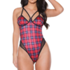 Plaid Strappy Microfiber Teddy With G-String Back