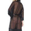 Black Satin & Stretch Mesh Kimono