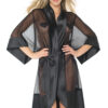 Black Satin & Stretch Mesh Kimono