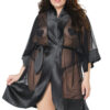 Black Satin & Stretch Mesh Kimono
