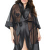 Black Satin & Stretch Mesh Kimono