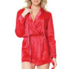 Plus Size Sexy Red Satin Romper