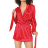 Plus Size Sexy Red Satin Romper