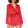 Plus Size Sexy Red Satin Romper