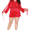 Plus Size Sexy Red Satin Romper