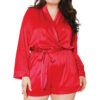 Plus Size Sexy Red Satin Romper