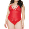 Plus-Size Red Lace & Mesh All-Access Teddy