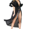 Black Sparkle Stretch Mesh Marabou Robe