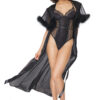 Black Sparkle Stretch Mesh Marabou Robe