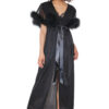Black Sparkle Stretch Mesh Marabou Robe