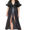 Black Sparkle Stretch Mesh Marabou Robe