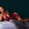 Merlot Lace Roses Babydoll & Thong