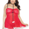 Plus Size Santa Baby Marabou Baby Doll
