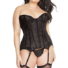 Plus Size Black Lace Paneled Corset