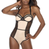 Sexy Nude & Black Fishnet Teddy