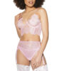 Pink Lace Bra, Garter & Adjustable Thong Set