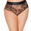 Plus Size Black Line Lace Chain Back Panty