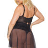 Black Lace & Mesh Babydoll & High-Waisted Thong