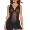 Black Ruched Sheer Chemise & Matching Thong