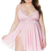 Pink Rhinestone Lace Babydoll & Matching Lace Thong