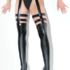 Wet Look Attached Garter Belt Strappy Stocking